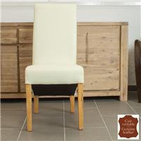 2 chaises en cuir de vachette pleine fleur beige Milan