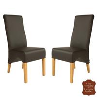 2 chaises design en cuir vachette pleine fleur marron Parme