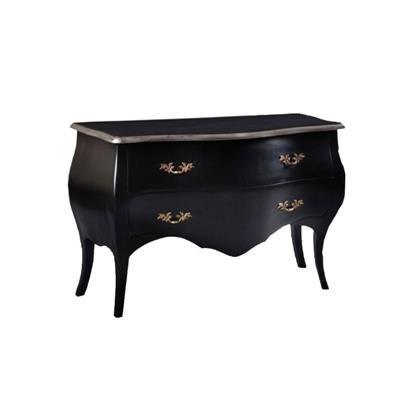 Commode baroque galbée style Louis XV en acajou massif noir Hautefage