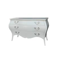 Commode baroque galbée en acajou massif blanc style Shabby Chic Rauzan