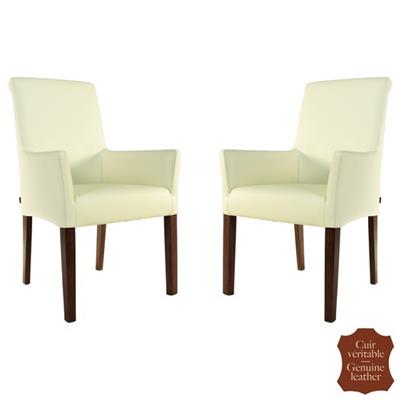 2 fauteuils colonial en cuir vachette beige Palerme