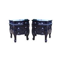 Paire de tables de chevet rococo en acajou noir Chambord