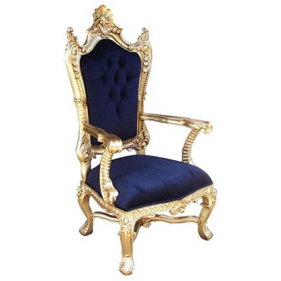 Trône royal rococo 150 cm en acajou doré Bagatelle