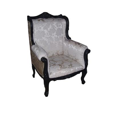 Bergère style baroque en acajou laqué noir