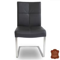 2 chaises en cuir de vachette pleine fleur noir Turin