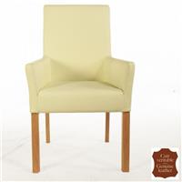 2 fauteuils en cuir pleine fleur beige Palerme